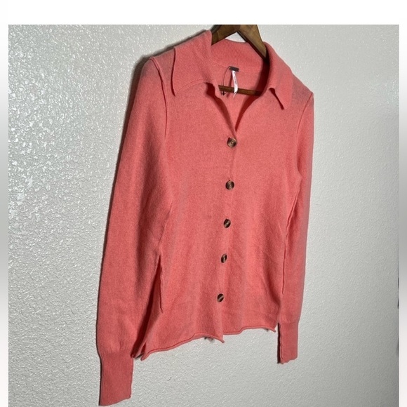 NWOT Free People 100% Cashmere Button Collar Cardigan - Picture 7 of 14